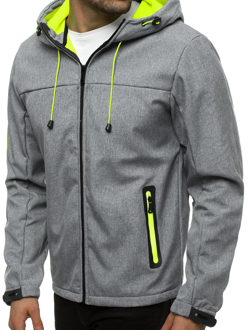Kurtka softshell męska z kapturem szara OZONEE JS/KS2196