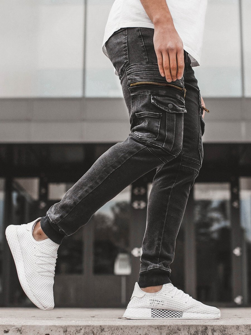 Spodnie jeansowe joggery męskie czarne OZONEE G/1081