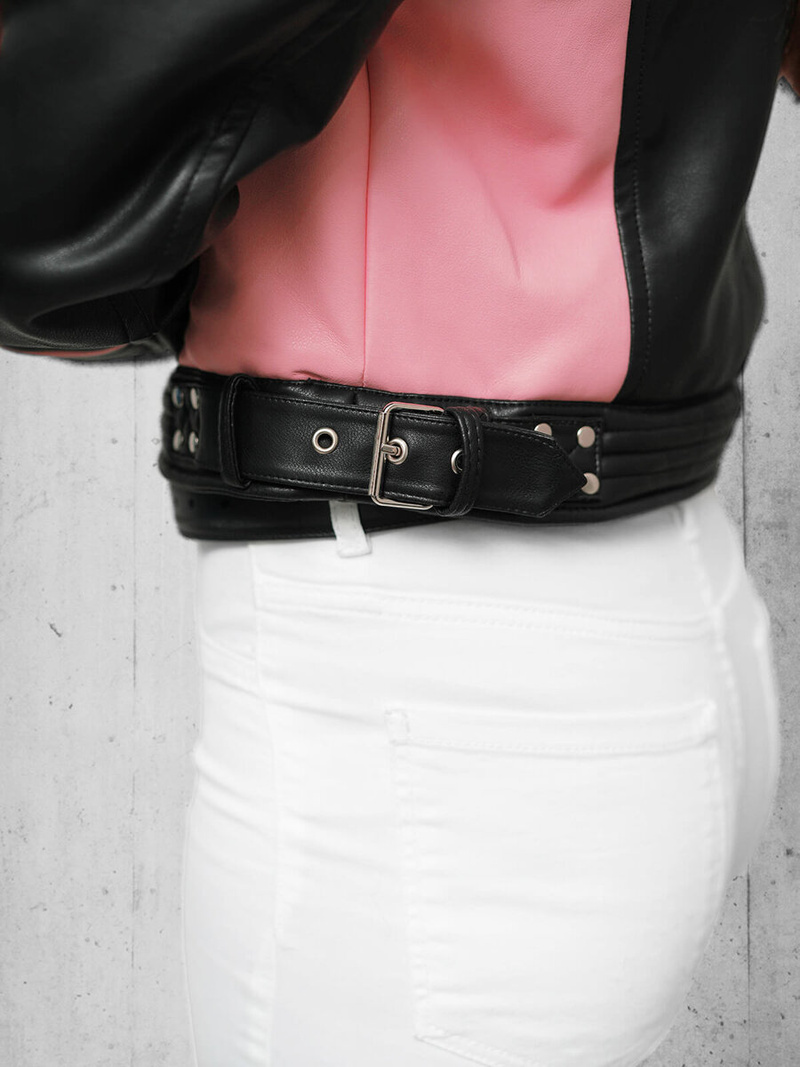 Kurtka skórzana damska czarna OZONEE JS/11Z8126Z