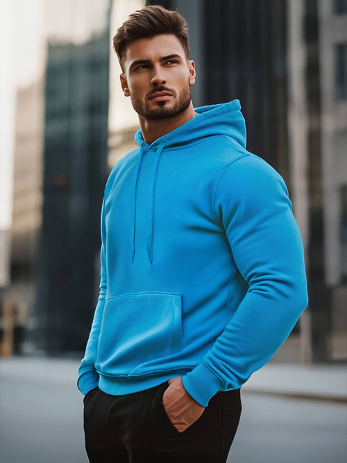 Bluza męska z kapturem  błękitna OZONEE JS/2009Z