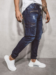 Spodnie jeansowe joggery męskie ciemno-niebieskie OZONEE G/3002