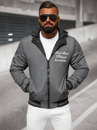 Чоловіча двостороння куртка графіт/чорна OZONEE JS/84M3038/392