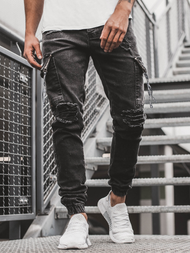 Spodnie jeansowe joggery męskie czarne OZONEE G/1083