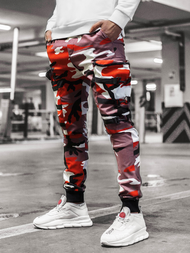 Штани чоловічі джоггери бордово-бежеві OZONEE G/11132