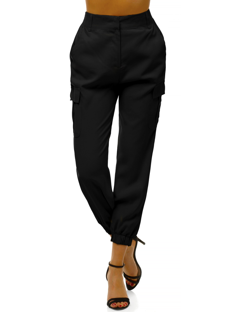 Spodnie damskie joggersy czarne OZONEE O/HM005