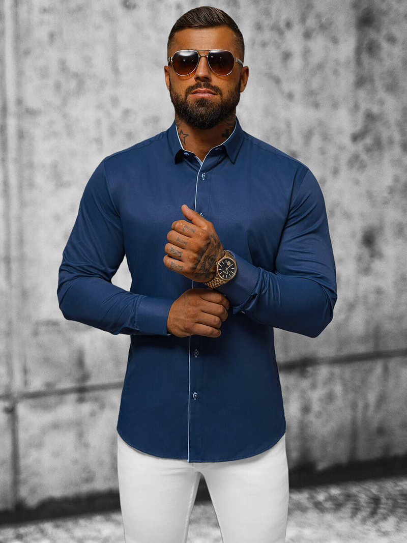 Koszula męska granatowa OZONEE O/V64