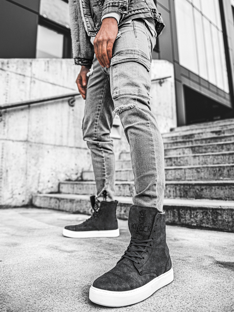 Снікерси високі Темно-сірі OZONEE KN/022