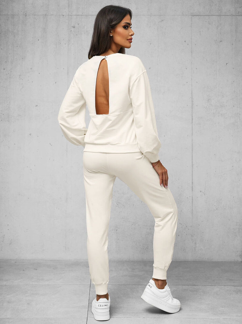 Komplet dresowy dwuczęściowy damski ecru OZONEE O/12113Z