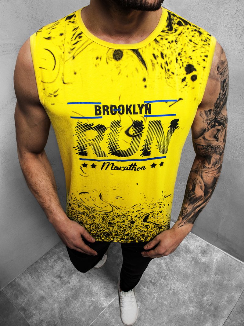 T-Shirt bez rękawów męski żółty OZONEE JS/KS2075Z