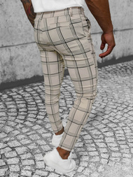 Spodnie męskie chino materiałowe beżowe OZONEE O/P4028