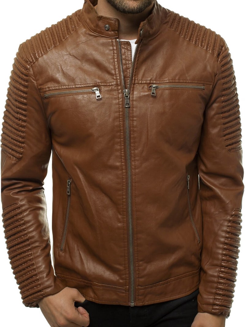 Kurtka skórzana męska camel OZONEE YD/BF5920107