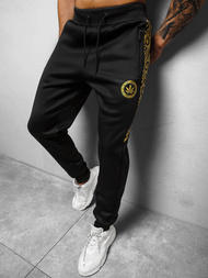 Spodnie dresowe męskie czarno-złote OZONEE O/HM663