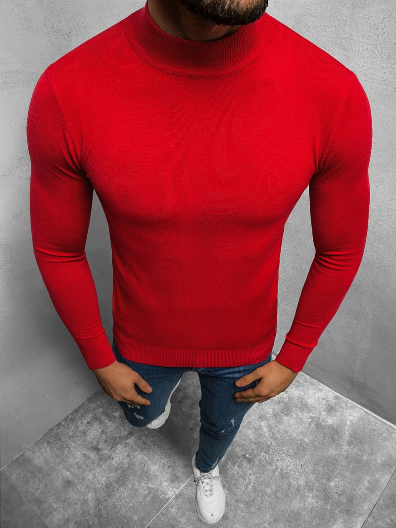 Sweter męski półgolf ciemno-czerwony OZONEE TMK/YY05/6Z