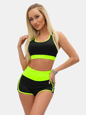 Komplet sportowy dwuczęściowy damski czarno-żółto-neonowy OZONEE O/XL011/26Z