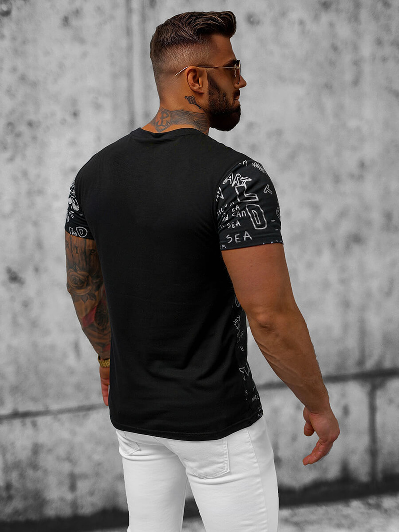 T-shirt męski czarny OZONEE JS/8T961