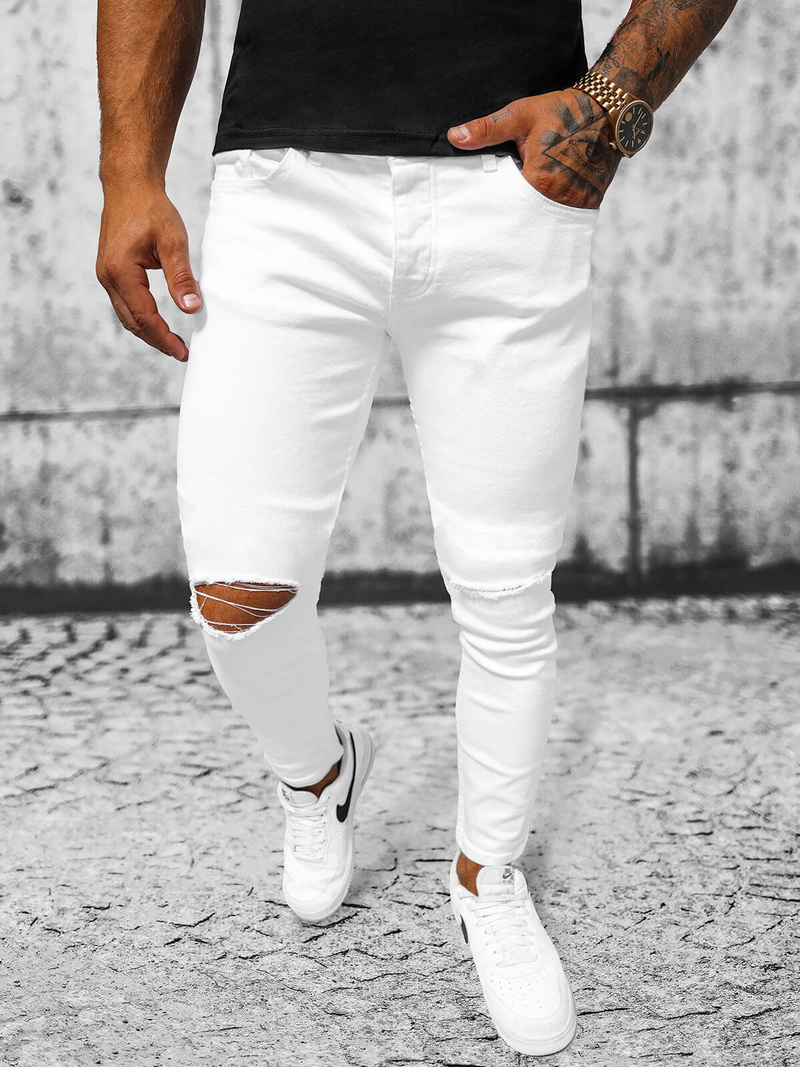 Spodnie jeansowe męskie białe OZONEE E/5391/01