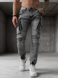 Spodnie jeansowe męskie slim fit grafitowe OZONEE O/E10017