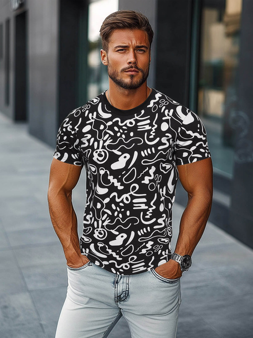 T-shirt męski czarny OZONEE JS/8T1205/3Z