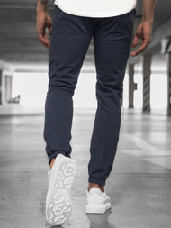 Spodnie męskie chino joggery ciemno-granatowe OZONEE JB/JP1145/9