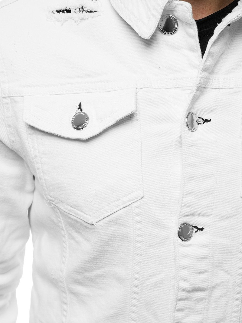 Kurtka jeans męska biała OZONEE G/602