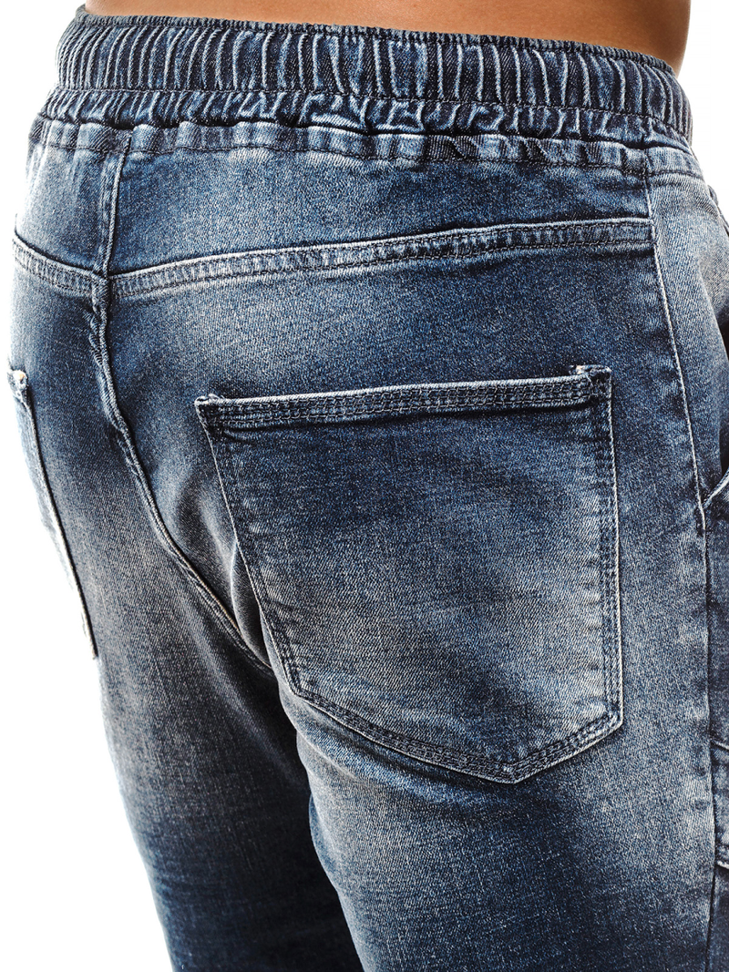 Spodnie jeans jogger męskie ciemno-niebieskie OZONEE G/1067