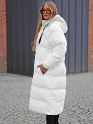 Kurtka zimowa damska długa pikowana biała OZONEE JS/5M3163/281Z