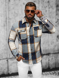 Koszula flanelowa męska granatowa OZONEE NB/MC727B