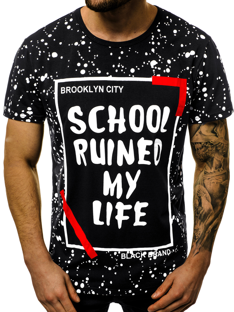 T-Shirt męski czarny OZONEE JS/KS1978