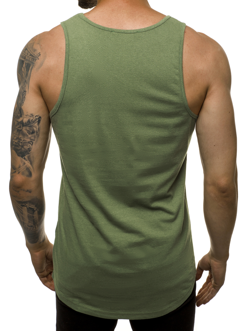 Koszulka bez rękawów męska z nadrukiem zielona OZONEE 724T