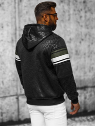 Bluza męska z kapturem rozpinana czarna OZONEE JS/3B563