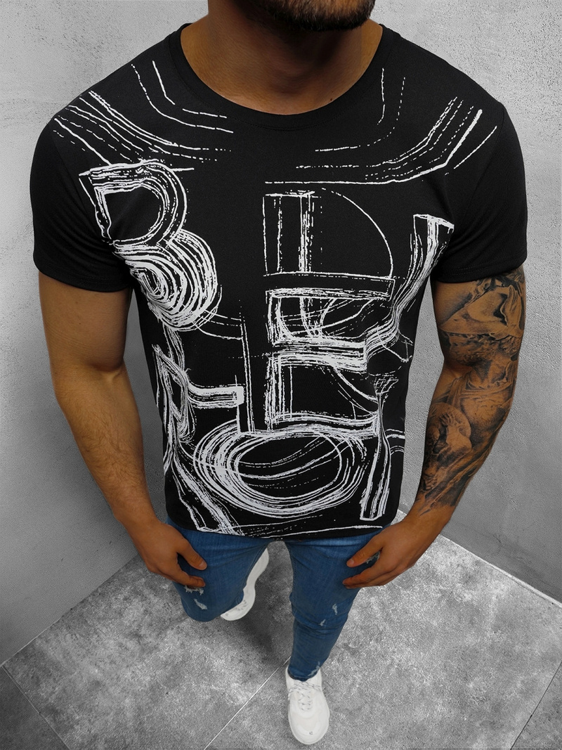 T-Shirt męski czarny OZONEE O/1299