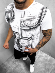 T-Shirt męski z nadrukiem biały OZONEE JS/KS2525Z