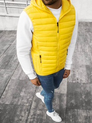 Kamizelka męska pikowana z kapturem żółta OZONEE JS/HDL88002Z