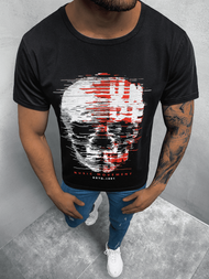 T-Shirt męski z nadrukiem czarny OZONEE JS/KS2632