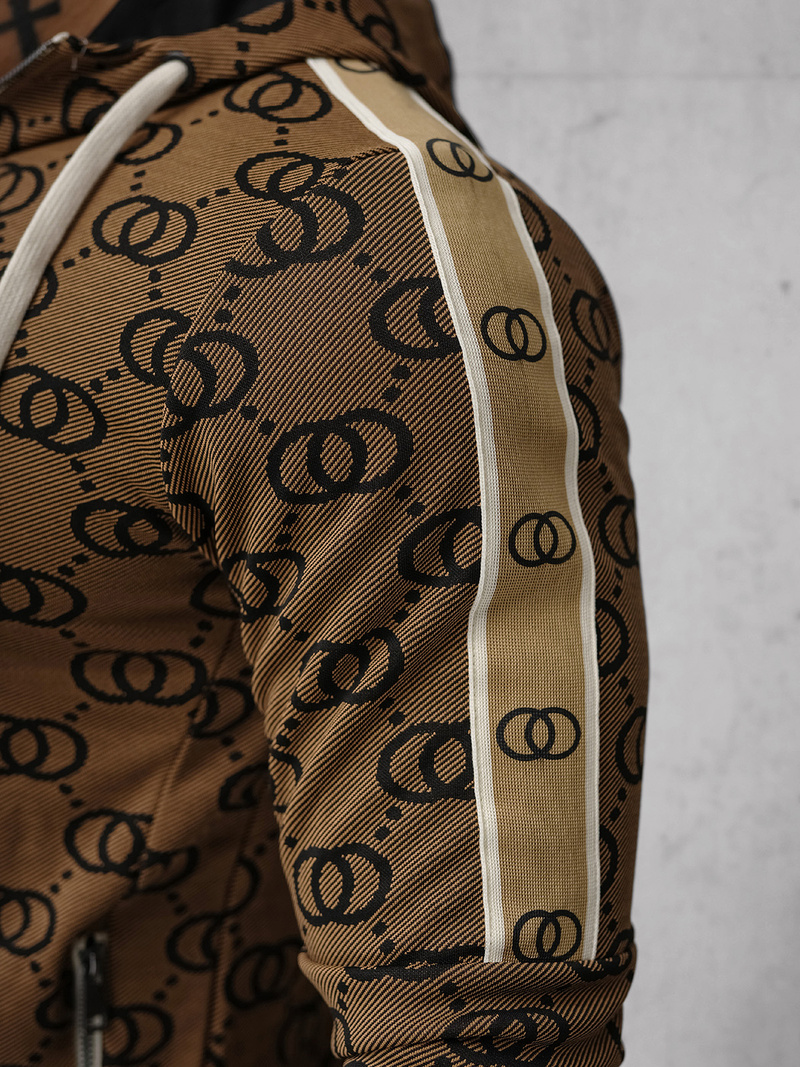 Komplet dresowy męski ciemno-beżowy OZONEE O/FF5053AB