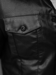 Kurtka skórzana męska czarna OZONEE O/8830/1