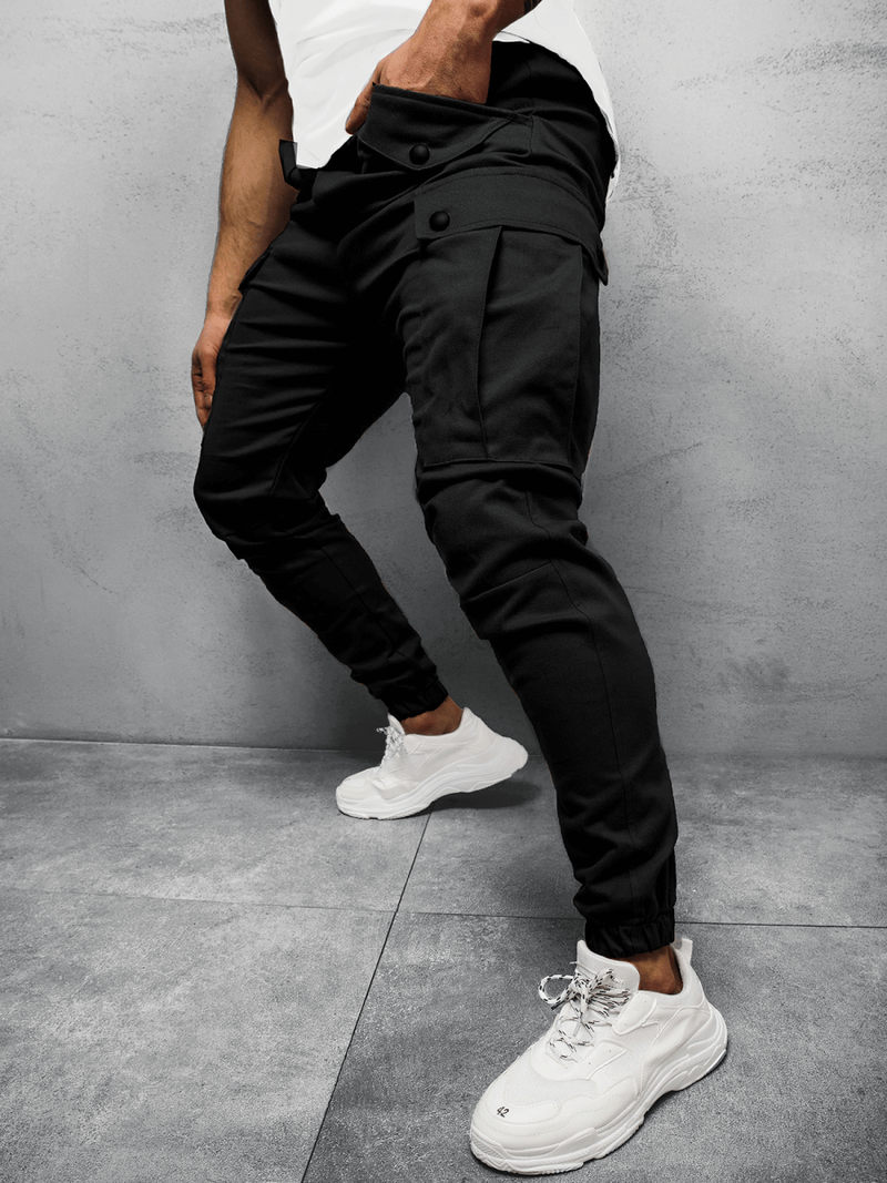 Spodnie męskie chino joggery czarne OZONEE A/1005