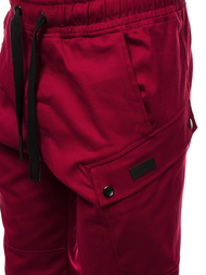 Spodnie męskie chino joggery bordowe OZONEE O/11103