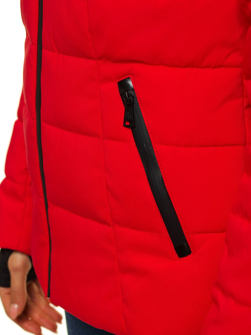 Kurtka zimowa z kapturem damska czerwona OZONEE O/M201/4