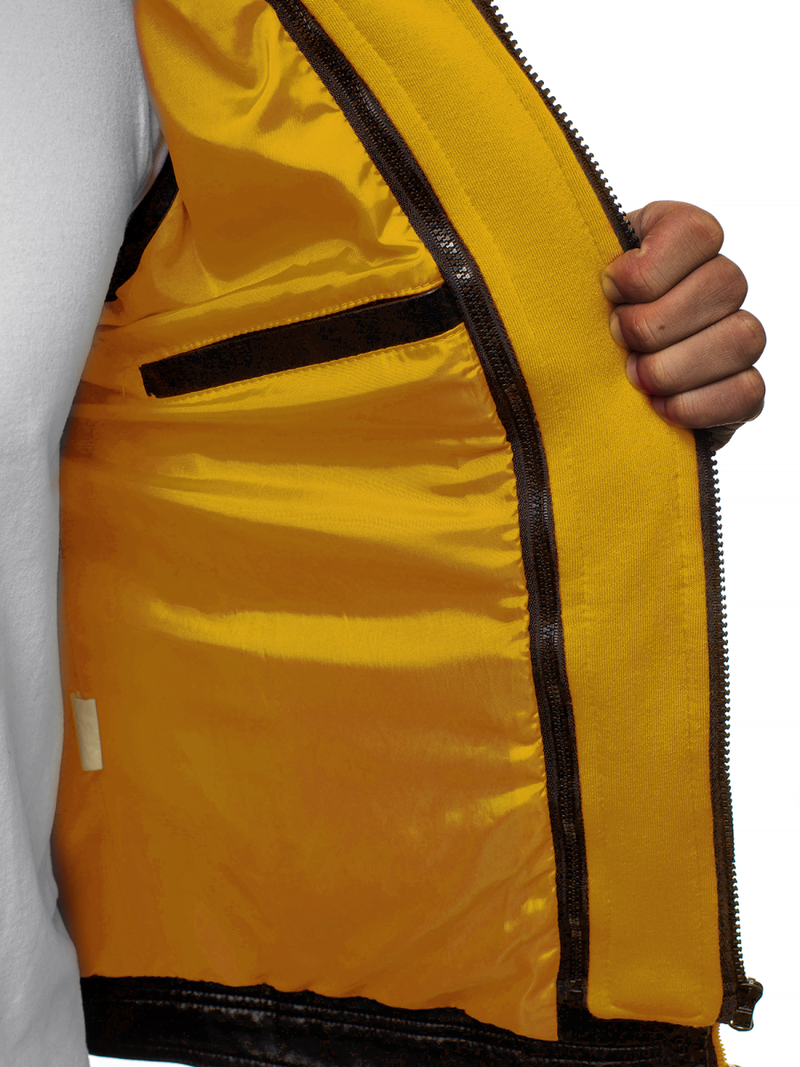 Kurtka skórzana męska czarno-żółta OZONEE N/6129