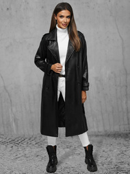 Płaszcz damski skórzany czarny OZONEE JS/11Z8100