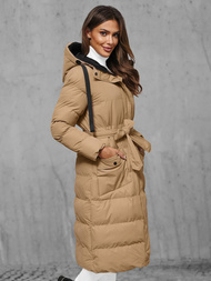 Płaszcz zimowy damski pikowany camelowy OZONEE JS/5M3178/84