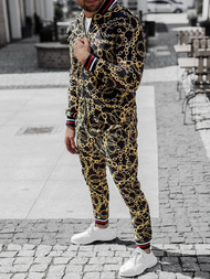 Komplet męski - kurtka I spodnie chino czarno-złoty OZONEE O/5555/21