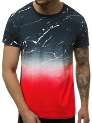 T-Shirt męski granatowo-czerwony OZONEE JS/SS11119