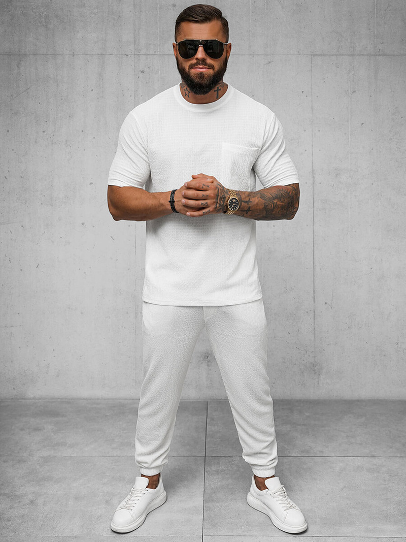 Spodnie dresowe męskie białe OZONEE O/K960SP