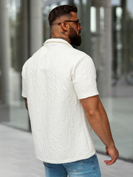 Koszula męska z krótkim rękawem ecru OZONEE O/B2256