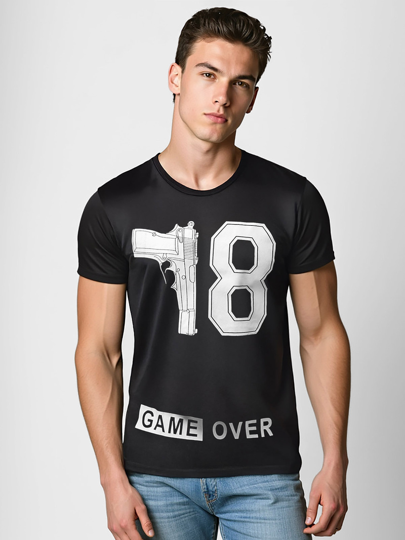 Футболка Чоловіча Чорна OZONEE O/T123/3Z