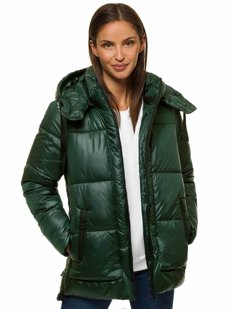 Kurtka zimowa damska ciemnozielona OZONEE O/M1552/38