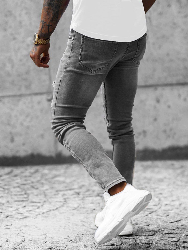 Spodnie jeansowe męskie grafitowe OZONEE O/0387