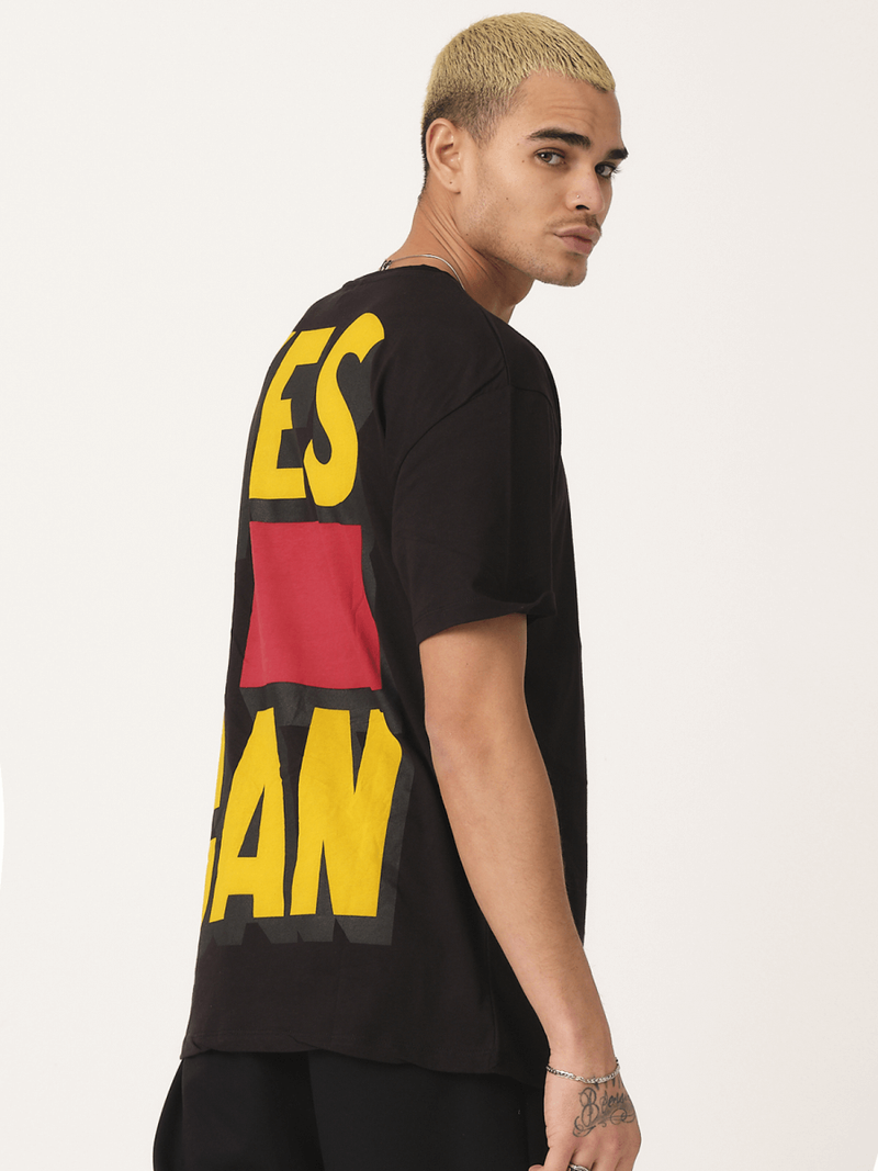 T-Shirt męski z nadrukiem czarny OZONEE MR/21540